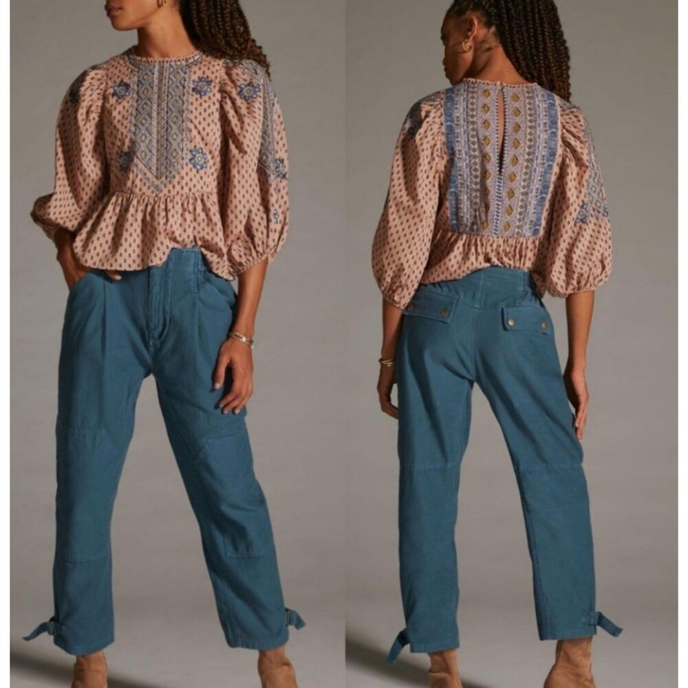 ANTHROPOLOGIE PILCRO Surplus Cargo Buckle Ankle Oversized Slouchy Pants, Sz S